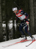 Vincent Defrasne of France skiing in men sprint race on Pokljuka, Slovenia. IBU Biathlon World Cup sprint race was held on Pokljuka, Slovenia on 18th of January 2007.
