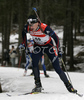 Julien Robert of France skiing in men sprint race on Pokljuka, Slovenia. IBU Biathlon World Cup sprint race was held on Pokljuka, Slovenia on 18th of January 2007.
