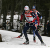 Raphael Poiree of France skiing in men sprint race on Pokljuka, Slovenia. IBU Biathlon World Cup sprint race was held on Pokljuka, Slovenia on 18th of January 2007.
