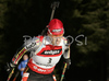 Winner Kati Wilhelm of Germany skiing in women pursuit race on Pokljuka, Slovenia. IBU Biathlon World Cup sprint race was held on Pokljuka, Slovenia on 19th of January 2007.
