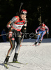 Magdalena Neuner of Germany skiing in women pursuit race on Pokljuka, Slovenia. IBU Biathlon World Cup sprint race was held on Pokljuka, Slovenia on 19th of January 2007.
