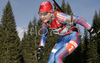 Second placed Tatiana Moiseeva of Russia skiing in women pursuit race on Pokljuka, Slovenia. IBU Biathlon World Cup sprint race was held on Pokljuka, Slovenia on 19th of January 2007.
