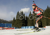 Magdalena Neuner of Germany skiing in women pursuit race on Pokljuka, Slovenia. IBU Biathlon World Cup sprint race was held on Pokljuka, Slovenia on 19th of January 2007.
