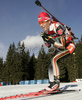 Winner Kati Wilhelm of Germany skiing in women pursuit race on Pokljuka, Slovenia. IBU Biathlon World Cup sprint race was held on Pokljuka, Slovenia on 19th of January 2007.
