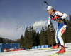 Teja Gregorin of Slovenia skiing in women pursuit race on Pokljuka, Slovenia. IBU Biathlon World Cup sprint race was held on Pokljuka, Slovenia on 19th of January 2007.
