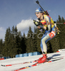 Anna Carin Olofsson of Sweden skiing in women pursuit race on Pokljuka, Slovenia. IBU Biathlon World Cup sprint race was held on Pokljuka, Slovenia on 19th of January 2007.
