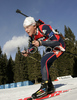 Florence Baverel-Robert of France skiing in women pursuit race on Pokljuka, Slovenia. IBU Biathlon World Cup sprint race was held on Pokljuka, Slovenia on 19th of January 2007.
