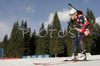 Sandrine Bailly of France skiing in women pursuit race on Pokljuka, Slovenia. IBU Biathlon World Cup sprint race was held on Pokljuka, Slovenia on 19th of January 2007.
