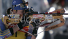 Anna Carin Olofsson of Sweden shooting during women pursuit race on Pokljuka, Slovenia. IBU Biathlon World Cup sprint race was held on Pokljuka, Slovenia on 19th of January 2007.
