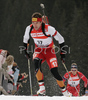 Winner Christoph Sumann of Austria skiing in men pursuit race on Pokljuka, Slovenia. IBU Biathlon World Cup sprint race was held on Pokljuka, Slovenia on 20th of January 2007.
