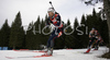 Vincent Defrasne of France skiing in men pursuit race on Pokljuka, Slovenia. IBU Biathlon World Cup sprint race was held on Pokljuka, Slovenia on 20th of January 2007.
