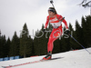 Emil Hegle Svendsen of Norway skiing in men pursuit race on Pokljuka, Slovenia. IBU Biathlon World Cup sprint race was held on Pokljuka, Slovenia on 20th of January 2007.
