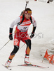 Winner Christoph Sumann of Austria skiing out of shooting place after last shooting in men pursuit race on Pokljuka, Slovenia. IBU Biathlon World Cup sprint race was held on Pokljuka, Slovenia on 20th of January 2007.
