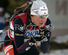 Florence Baverel-Robert of France skiing in women mass start race on Pokljuka, Slovenia. IBU Biathlon World Cup sprint race was held on Pokljuka, Slovenia on 21th of January 2007.
