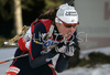 Sylvie Becaert of France skiing in women mass start race on Pokljuka, Slovenia. IBU Biathlon World Cup sprint race was held on Pokljuka, Slovenia on 21th of January 2007.
