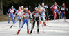 Third placed Tadeja Brankovic of Slovenia (L) leading group of biathletes after first shooting in women mass start race on Pokljuka, Slovenia. IBU Biathlon World Cup sprint race was held on Pokljuka, Slovenia on 21th of January 2007.
