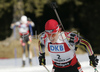 Second placed Kati Wilhelm of Germany skiing in women mass start race on Pokljuka, Slovenia. IBU Biathlon World Cup sprint race was held on Pokljuka, Slovenia on 21th of January 2007.
