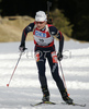 Sylvie Becaert of France skiing in women mass start race on Pokljuka, Slovenia. IBU Biathlon World Cup sprint race was held on Pokljuka, Slovenia on 21th of January 2007.
