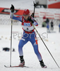 Tatiana Moiseeva of Russia skiing in women mass start race on Pokljuka, Slovenia. IBU Biathlon World Cup sprint race was held on Pokljuka, Slovenia on 21th of January 2007.
