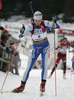 Teja Gregorin of Slovenia skiing in women mass start race on Pokljuka, Slovenia. IBU Biathlon World Cup sprint race was held on Pokljuka, Slovenia on 21th of January 2007.
