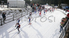 Biathletes skiing after start of women mass start race on Pokljuka, Slovenia. IBU Biathlon World Cup sprint race was held on Pokljuka, Slovenia on 21th of January 2007.
