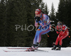 Ekaterina Iourieva of Russia (L) and Tora Berger of Norway (R) skiing in women mass start race on Pokljuka, Slovenia. IBU Biathlon World Cup sprint race was held on Pokljuka, Slovenia on 21th of January 2007.
