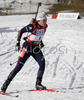 Florence Baverel-Robert of France leaving shooting place after last  shooting in women mass start race on Pokljuka, Slovenia. IBU Biathlon World Cup sprint race was held on Pokljuka, Slovenia on 21th of January 2007.
