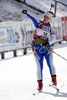 Third placed Tadeja Brankovic of Slovenia celebrating her success in women mass start race on Pokljuka, Slovenia. IBU Biathlon World Cup sprint race was held on Pokljuka, Slovenia on 21th of January 2007.
