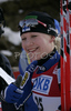 Kaisa Mäkäräinen of Finland happy after 7th place in women mass start race on Pokljuka, Slovenia. IBU Biathlon World Cup sprint race was held on Pokljuka, Slovenia on 21th of January 2007. <br> Credit: Primoz Jeroncic / PhotoSI
