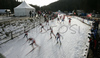 Biathletes skiing in men mass start race on Pokljuka, Slovenia. IBU Biathlon World Cup sprint race was held on Pokljuka, Slovenia on 21th of January 2007.
