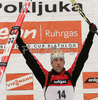 Winner Christoph Sumann of Austria celebrating his victory in men mass start race on Pokljuka, Slovenia. IBU Biathlon World Cup sprint race was held on Pokljuka, Slovenia on 21th of January 2007.
