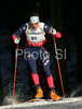 Lois Habert of France skiing in men sprint race of e.on Ruhrgas IBU Biathlon World Cup. Men sprint race of e.on Ruhrgas IBU Biathlon World Cup was held in Pokljuka, Slovenia, on 15th of December 2007.
