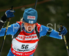 Second placed Kaisa Makarainen of Finland skiing in women sprint race of e.on Ruhrgas IBU Biathlon World Cup. Women individual race of e.on Ruhrgas IBU Biathlon World Cup was held in Pokljuka, Slovenia, on 13th of December 2007.
