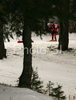 Vincent Defrasne of France  skiing in men relay race of e.on Ruhrgas IBU Biathlon World Cup. Men relay race of e.on Ruhrgas IBU Biathlon World Cup was held in Pokljuka, Slovenia, on 16th of December 2007.
