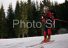 Vincent Defrasne of France  skiing in men relay race of e.on Ruhrgas IBU Biathlon World Cup. Men relay race of e.on Ruhrgas IBU Biathlon World Cup was held in Pokljuka, Slovenia, on 16th of December 2007.
