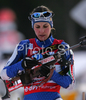 Michela Ponza of Italy coming to shooting place in women relay race of e.on Ruhrgas IBU Biathlon World Cup. Women relay race of e.on Ruhrgas IBU Biathlon World Cup was held in Pokljuka, Slovenia, on 16th of December 2007.
