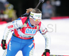 Tadeja Brankovic-Likozar of Slovenia skiing in women relay race of e.on Ruhrgas IBU Biathlon World Cup. Women relay race of e.on Ruhrgas IBU Biathlon World Cup was held in Pokljuka, Slovenia, on 16th of December 2007.
