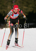 Sabrina Buchholz of Germany skiing in women relay race of e.on Ruhrgas IBU Biathlon World Cup. Women relay race of e.on Ruhrgas IBU Biathlon World Cup was held in Pokljuka, Slovenia, on 16th of December 2007.
