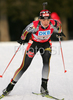 Magdalena Neuner of Germany skiing in women relay race of e.on Ruhrgas IBU Biathlon World Cup. Women relay race of e.on Ruhrgas IBU Biathlon World Cup was held in Pokljuka, Slovenia, on 16th of December 2007.
