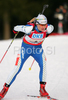 Andreja Mali of Slovenia skiing in women relay race of e.on Ruhrgas IBU Biathlon World Cup. Women relay race of e.on Ruhrgas IBU Biathlon World Cup was held in Pokljuka, Slovenia, on 16th of December 2007.
