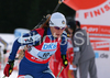 Roberta Fiandino of Italy skiing in women relay race of e.on Ruhrgas IBU Biathlon World Cup. Women relay race of e.on Ruhrgas IBU Biathlon World Cup was held in Pokljuka, Slovenia, on 16th of December 2007.
