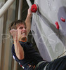 Second placed Jorg Verhoeven of Netherland celebrating his success on top of final climb in Climbing World Cup which was held in Kranj between 19. and 20. November 2005. Finals were won by Flavio Crespi of Italy, Jorg Verhoeven of Netherland finished second while Cedric Lachat of Switzerland placed third. All three climbers managed to overcome obstacles on final climb route and they reached top of wall.
