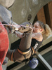 Angela Eiter of Austria climbing during half finals of UIAA Climbing World Cup, which was held in Kranj, Slovenia on 18th of November 2006. First 8 from men and first 8 from women category qualified for finals which will be held in Kranj, Slovenia on 19th of November 2006.
