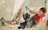 Second placed Cedric Lachat of Switzerland climbing final route of UIAA Climbing World Cup, which was held in Kranj, Slovenia on 19th of November 2006. First 8 from each category from yesterdays half finals, qualified for finals of last UIAA Climbing World Cup 2006 competition.
