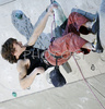 Eduard Garcia Marin of Spain climbing final route of UIAA Climbing World Cup, which was held in Kranj, Slovenia on 19th of November 2006. First 8 from each category from yesterdays half finals, qualified for finals of last UIAA Climbing World Cup 2006 competition.
