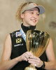 Overall World cup winner Angela Eiter of Austria celebrating her success after end of  UIAA Climbing World Cup, which was held in Kranj, Slovenia on 19th of November 2006. First 8 from each category from yesterdays half finals, qualified for finals of last UIAA Climbing World Cup 2006 competition.
