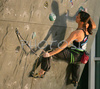 Lucka Franko of Slovenia climbing in half finals of last IFSC Sport Climbing World cup of 2007 season. Semi finals for last IFSC Sport Climbing World Cup of 2007 season were held in Kranj, Slovenia on 17th of November 2007.
