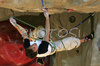 Michael Fuselier of France climbing in half finals of last IFSC Sport Climbing World cup of 2007 season. Semi finals for last IFSC Sport Climbing World Cup of 2007 season were held in Kranj, Slovenia on 17th of November 2007.
