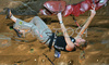 Angela Eiter of Austria climbing in half finals of last IFSC Sport Climbing World cup of 2007 season. Semi finals for last IFSC Sport Climbing World Cup of 2007 season were held in Kranj, Slovenia on 17th of November 2007.
