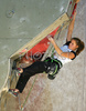 Charlotte Durif of France climbing during women finals of last IFSC Sport Climbing World cup of 2007 season. Final race of IFSC Sport Climbing World Cup of 2007 season was held in Kranj, Slovenia on 18th of November 2007.
